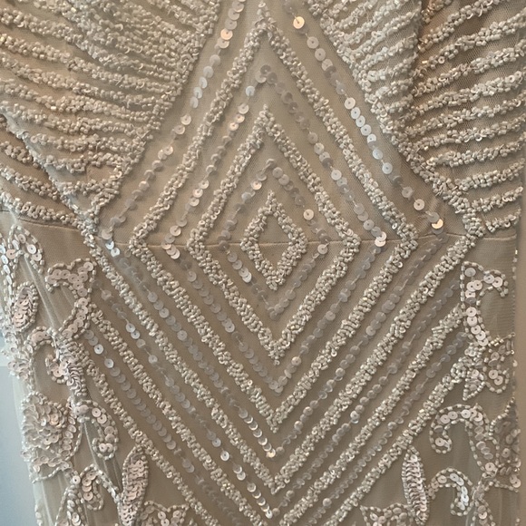 David’s Bridal DB Studio Beaded Sheath V Neck Dress - Picture 3 of 8